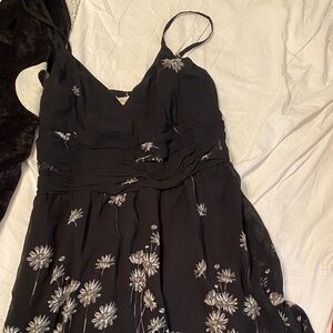 Fun & Flirt Black Maxi Dress with White Floral Pattern